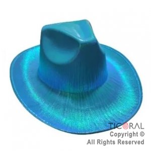 SOMBRERO COWBOY TORNASOLADO CELESTE x 1